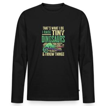 Herpétologiste des reptiles lézards caméléons - T-shirt manches longues Premium bio Homme - noir - Devant - Nico (187cm)