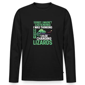 Herpétologiste des reptiles lézards caméléons - T-shirt manches longues Premium bio Homme - noir - Devant - Nico (187cm)