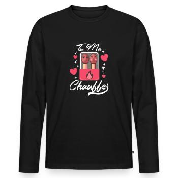 Tu me chauffes Idee Amour couple - T-shirt manches longues Premium bio Homme - noir - Devant - Nico (187cm)