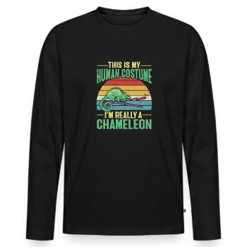 Herpétologiste des reptiles lézards caméléons - T-shirt manches longues Premium bio Homme - noir - Devant - Nico (187cm)