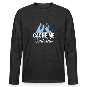 Geocaching Geocacher Cadeau - T-shirt manches longues Premium bio Homme - anthracite chiné - Devant - Nico (187cm)