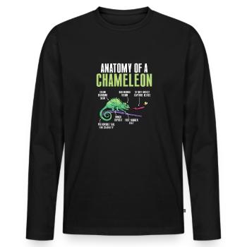 Caméléon, Lézard, Reptile, Herpétologiste - T-shirt manches longues Premium bio Homme - noir - Devant - Nico (187cm)