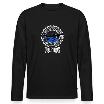 Delfin Delfine - Männer Premium Bio Langarmshirt - Schwarz - Vorne - Nico (187cm)