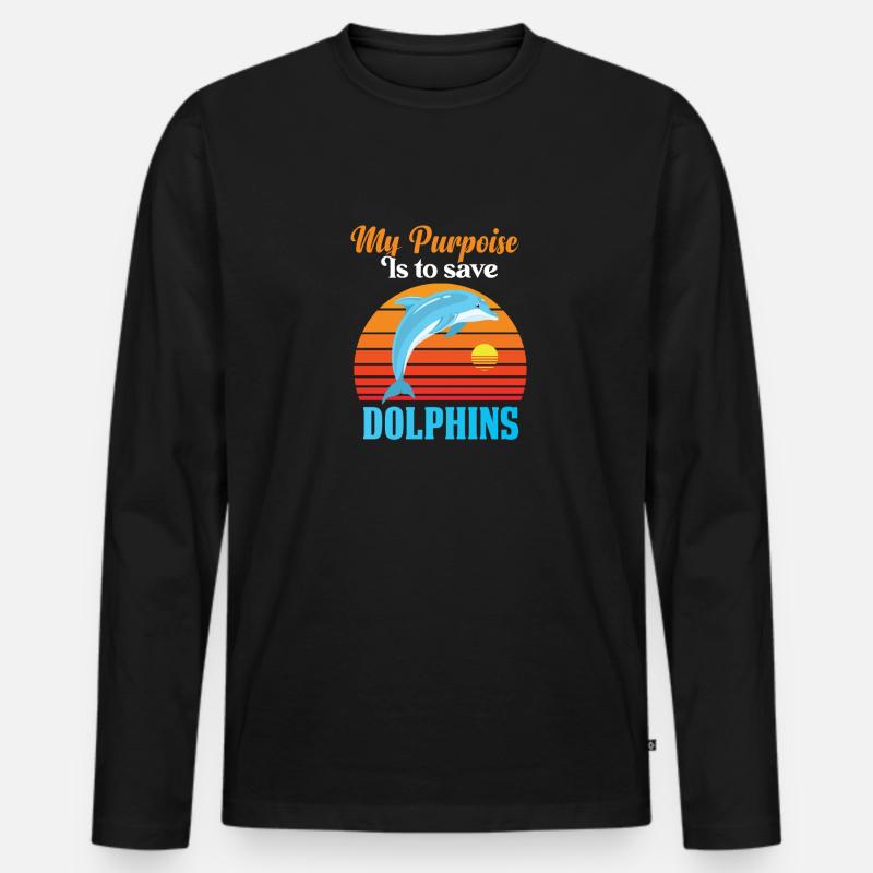 Delfin Delfine - Männer Premium Bio Langarmshirt - Schwarz