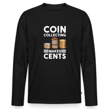 Numismatic Coin Collecting Gift - Men's Premium Organic Long Sleeve Shirt - black - Front - Nico (187cm)