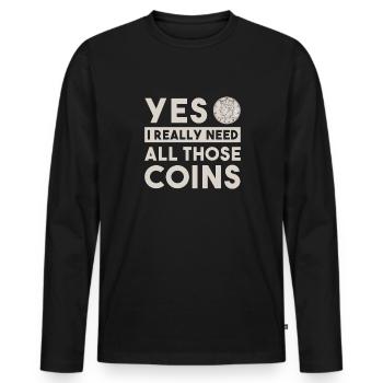 Numismatics Coin Collecting Gift - Men's Premium Organic Long Sleeve Shirt - black - Front - Nico (187cm)