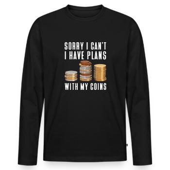 Numismatics Coin Collecting Gift - Men's Premium Organic Long Sleeve Shirt - black - Front - Nico (187cm)