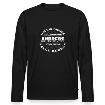 Legendärer Andreas lustiger vorname Name - Männer Premium Bio Langarmshirt - Schwarz - Vorne - Nico (187cm)