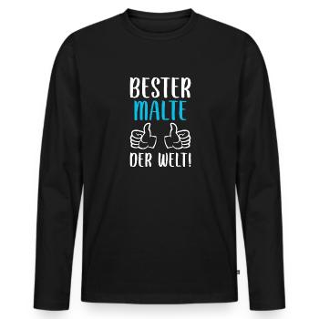 Malte Vorname Name Geburtstag - Männer Premium Bio Langarmshirt - Schwarz - Vorne - Nico (187cm)