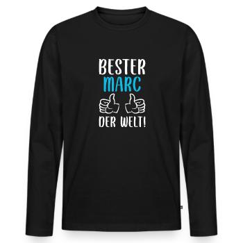 Marc Vorname Name Geburtstag - Männer Premium Bio Langarmshirt - Schwarz - Vorne - Nico (187cm)
