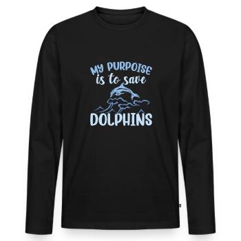 Delfin Delfine - Männer Premium Bio Langarmshirt - Schwarz - Vorne - Nico (187cm)