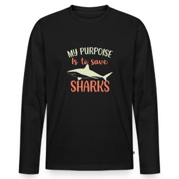 Requin Requin Plongeur Requin - T-shirt manches longues Premium bio Homme - noir - Devant - Nico (187cm)