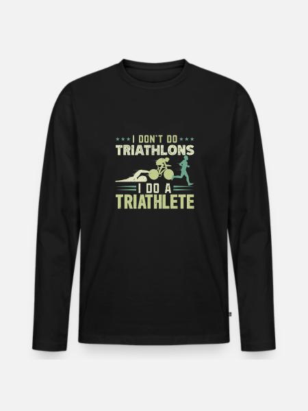 Triathlon Swimming Cycling Running - Men's Premium Organic Long Sleeve Shirt - black