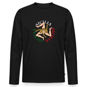 Sicily flag Sicily Palermo Italy - Men's Premium Organic Long Sleeve Shirt - black - Front - Nico (187cm)