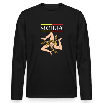 Sicily flag Sicily Palermo Italy - Men's Premium Organic Long Sleeve Shirt - black - Front - Nico (187cm)