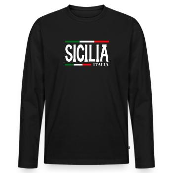 Sicily flag Sicily Palermo Italy - Men's Premium Organic Long Sleeve Shirt - black - Front - Nico (187cm)