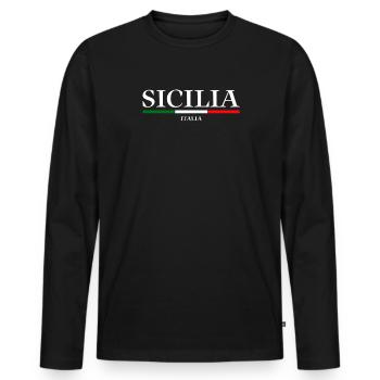Sicily flag Sicily Palermo Italy - Men's Premium Organic Long Sleeve Shirt - black - Front - Nico (187cm)