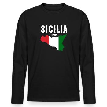 Sicily flag Sicily Palermo Italy - Men's Premium Organic Long Sleeve Shirt - black - Front - Nico (187cm)