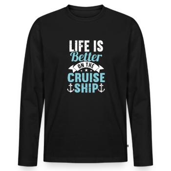 Croisière Croisière Vacances Mer - T-shirt manches longues Premium bio Homme - noir - Devant - Nico (187cm)
