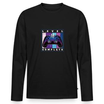 18th Birthday Boys Video Gamer Niveau 18 Terminé - T-shirt manches longues Premium bio Homme - noir - Devant - Nico (187cm)