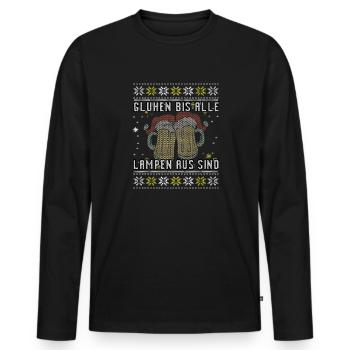 Glühen bis alle Lampen aus sind - Weihnachtsmarkt - Männer Premium Bio Langarmshirt - Schwarz - Vorne - Nico (187cm)