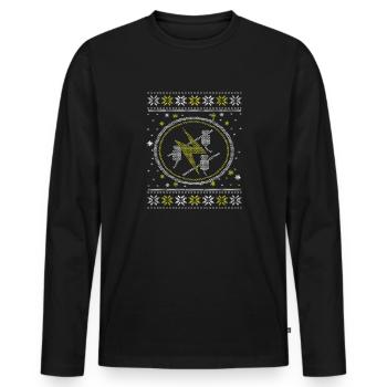 Motif d’électricien moche Noël Réveillon de Noël - T-shirt manches longues Premium bio Homme - noir - Devant - Nico (187cm)