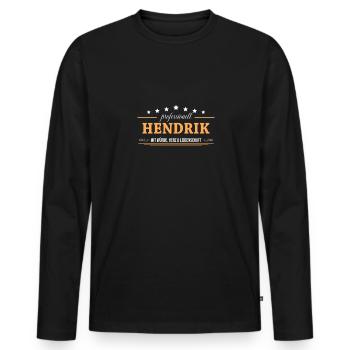 Professionell Hendrik Name Vorname - Männer Premium Bio Langarmshirt - Schwarz - Vorne - Nico (187cm)
