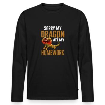 Kragenechse Frilled-neck lizard Reptil Herpetologe - Männer Premium Bio Langarmshirt - Schwarz - Vorne - Nico (187cm)