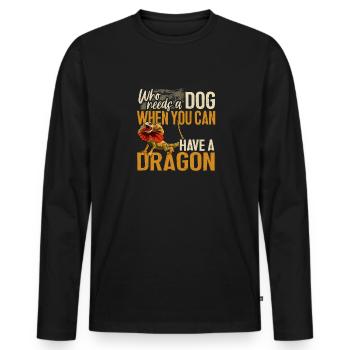 Kragenechse Frilled-neck lizard Reptil Herpetologe - Männer Premium Bio Langarmshirt - Schwarz - Vorne - Nico (187cm)