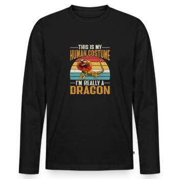 Kragenechse Frilled-neck lizard Reptil Herpetologe - Männer Premium Bio Langarmshirt - Schwarz - Vorne - Nico (187cm)