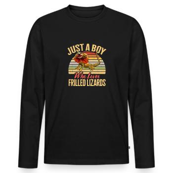 Kragenechse Frilled-neck lizard Reptil Herpetologe - Männer Premium Bio Langarmshirt - Schwarz - Vorne - Nico (187cm)