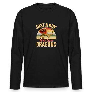 Kragenechse Frilled-neck lizard Reptil Herpetologe - Männer Premium Bio Langarmshirt - Schwarz - Vorne - Nico (187cm)