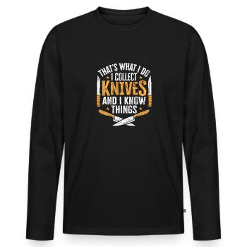 Couteau de boucher Couteau Collectionneur de couteaux - T-shirt manches longues Premium bio Homme - noir - Devant - Nico (187cm)