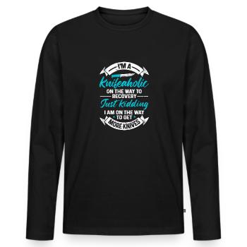 Couteau de boucher Couteau Collectionneur de couteaux - T-shirt manches longues Premium bio Homme - noir - Devant - Nico (187cm)