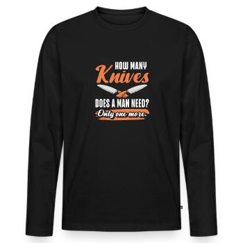 Couteau de boucher Couteau Collectionneur de couteaux - T-shirt manches longues Premium bio Homme - noir - Devant - Nico (187cm)