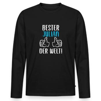 Julian Vorname Name Geburtstag - Männer Premium Bio Langarmshirt - Schwarz - Vorne - Nico (187cm)