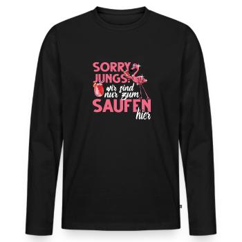 Flamingo Junggesellenabschied Frauen jga Saufen - Männer Premium Bio Langarmshirt - Schwarz - Vorne - Nico (187cm)