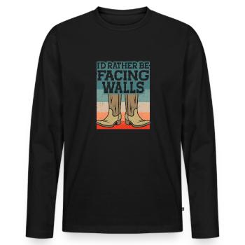 Line Dancing Cowboy Texas Line Dance Cadeau - T-shirt manches longues Premium bio Homme - noir - Devant - Nico (187cm)