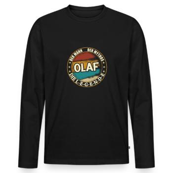 Olaf Vorname Name Geburtstag - Männer Premium Bio Langarmshirt - Schwarz - Vorne - Nico (187cm)