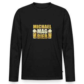 Michael mag Bier Name Geburtstag - Männer Premium Bio Langarmshirt - Schwarz - Vorne - Nico (187cm)