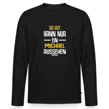 Michael Vorname Name Geburtstag - Männer Premium Bio Langarmshirt - Schwarz - Vorne - Nico (187cm)