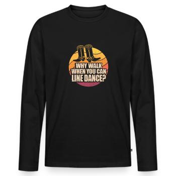 Line Dancing Cowboy Texas Line Dance Cadeau - T-shirt manches longues Premium bio Homme - noir - Devant - Nico (187cm)