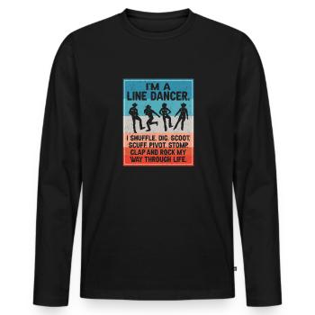 Line Dancing Cowboy Texas Line Dance Cadeau - T-shirt manches longues Premium bio Homme - noir - Devant - Nico (187cm)