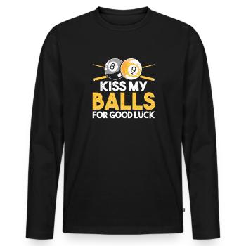 Billard billard billard - T-shirt manches longues Premium bio Homme - noir - Devant - Nico (187cm)