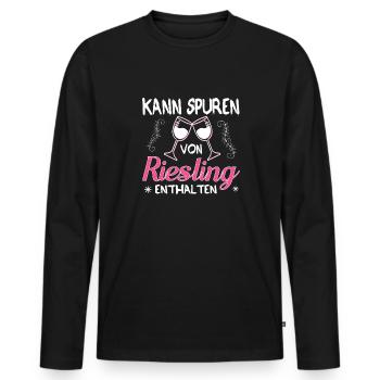 Kann Spuren Von Riesling Enthalten Weintrinker - Männer Premium Bio Langarmshirt - Schwarz - Vorne - Nico (187cm)
