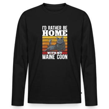 Maine Coon Chat - T-shirt manches longues Premium bio Homme - noir - Devant - Nico (187cm)