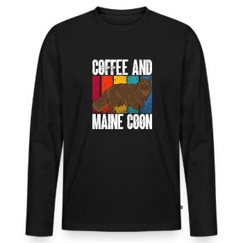 Maine Coon Chat - T-shirt manches longues Premium bio Homme - noir - Devant - Nico (187cm)