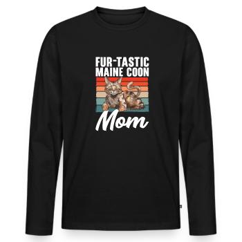 Maine Coon Chat - T-shirt manches longues Premium bio Homme - noir - Devant - Nico (187cm)