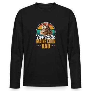 Maine Coon Chat - T-shirt manches longues Premium bio Homme - noir - Devant - Nico (187cm)