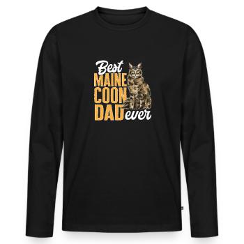 Chat Maine Coon - T-shirt manches longues Premium bio Homme - noir - Devant - Nico (187cm)